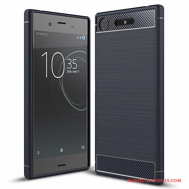 Sony Xperia Xz1 Hoes Mobiele Telefoon Blauw Siliconen Hoesje Telefoon Bescherming