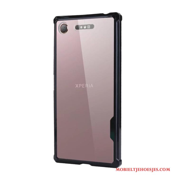 Sony Xperia Xz1 Siliconen Mobiele Telefoon Hoesje Telefoon Blauw Hard Doorzichtig Eenvoudige