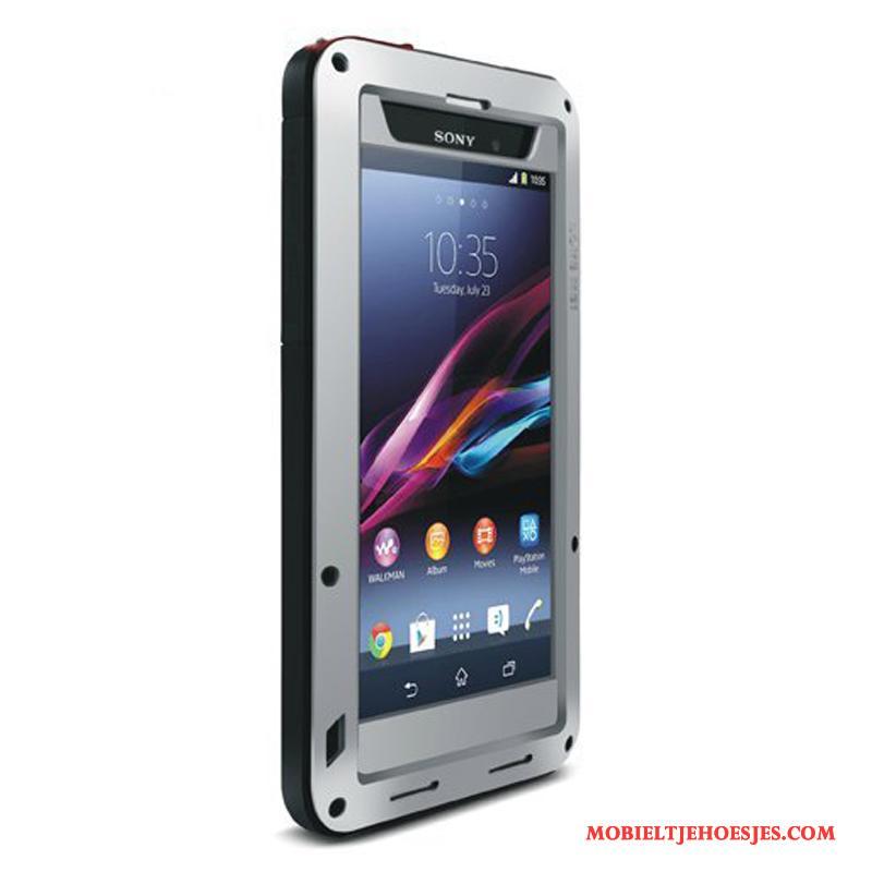 Sony Xperia Z1 Hoesje Bescherming Wit Omlijsting Zacht Anti-fall Metaal