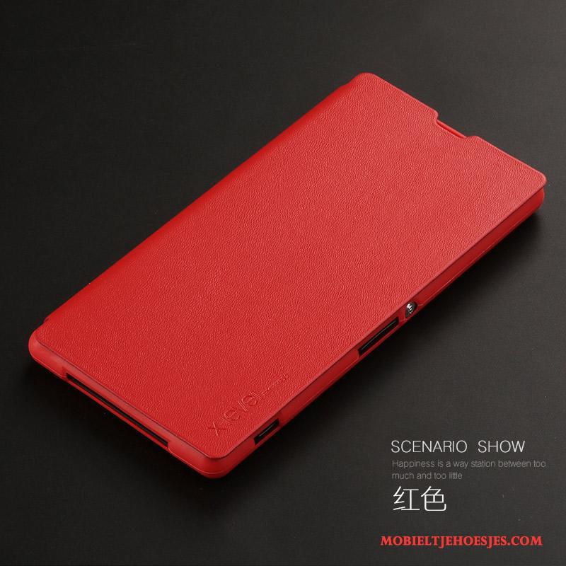 Sony Xperia Z1 Hoesje Leren Etui Hoes Dun Zwart Clamshell Mobiele Telefoon All Inclusive