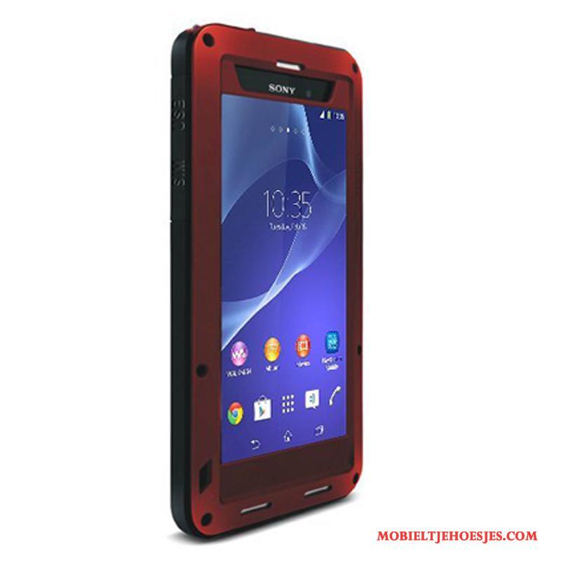 Sony Xperia Z2 Hoesje Drie Verdedigingen All Inclusive Anti-fall Achterklep Bescherming Hoes Wit