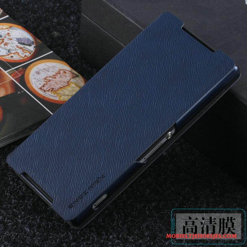 Sony Xperia Z2 Hoesje Telefoon Leren Etui Clamshell Bescherming Rood Bedrijf Anti-fall