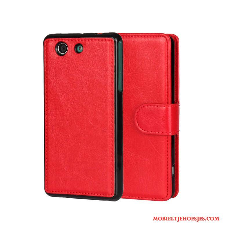 Sony Xperia Z3 Hoes Hoesje Leren Etui Rood Bescherming Mobiele Telefoon