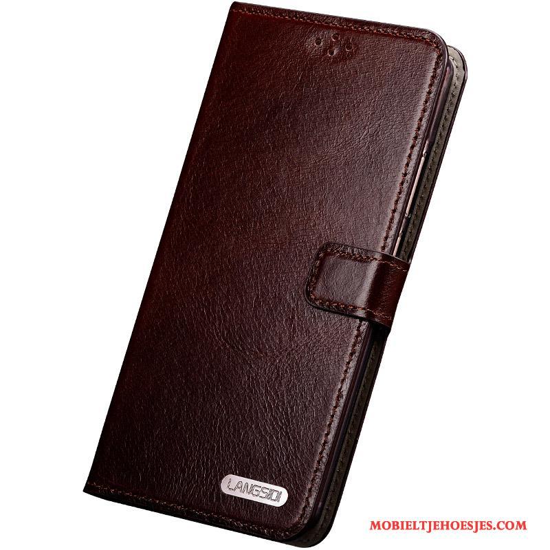 Sony Xperia Z3+ Hoesje Leren Etui Bruin Bescherming Echt Leer Eenvoudige Anti-fall Hoes