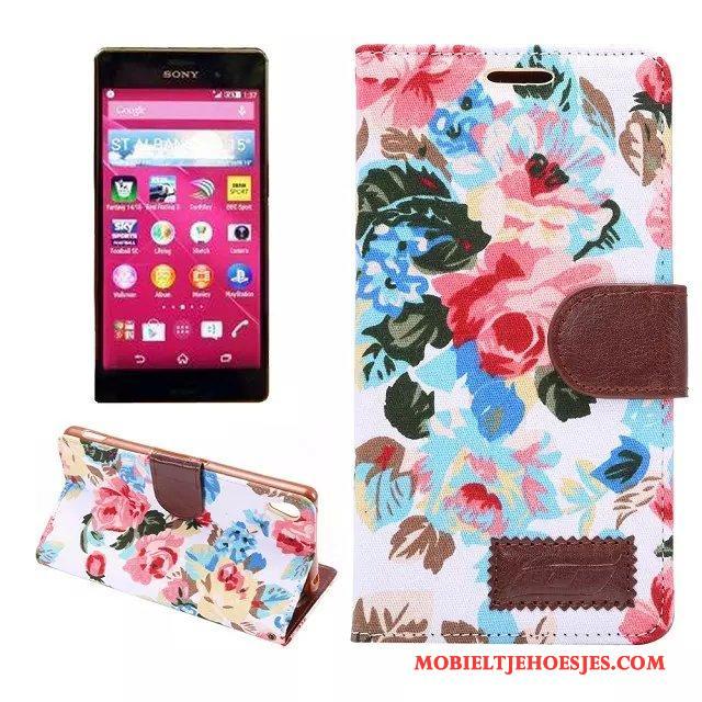 Sony Xperia Z3+ Leren Etui Bescherming Roze Hoes Hoesje Telefoon Mobiele Telefoon