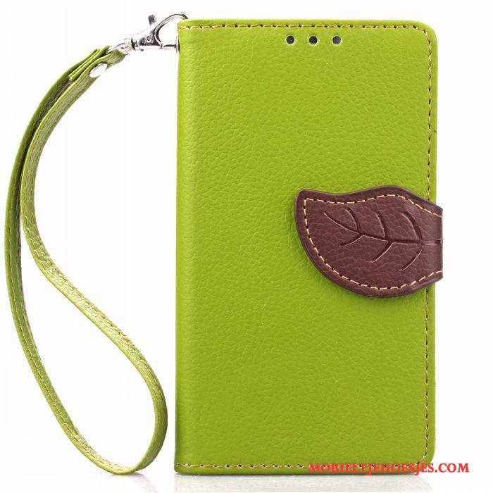 Sony Xperia Z5 Compact Hoesje Kaart Bescherming Hoes Rood Leren Etui Mobiele Telefoon Groen