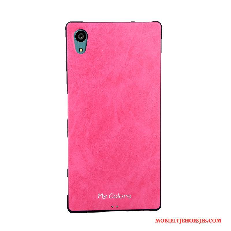 Sony Xperia Z5 Hoesje Bedrijf Roze Hoes Kunstleer Bescherming Zacht Rose Goud