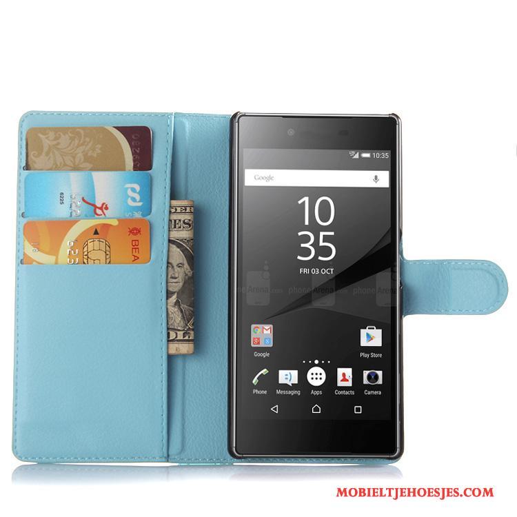 Sony Xperia Z5 Leren Etui Hoesje Purper Bescherming Telefoon Portemonnee Mobiele Telefoon