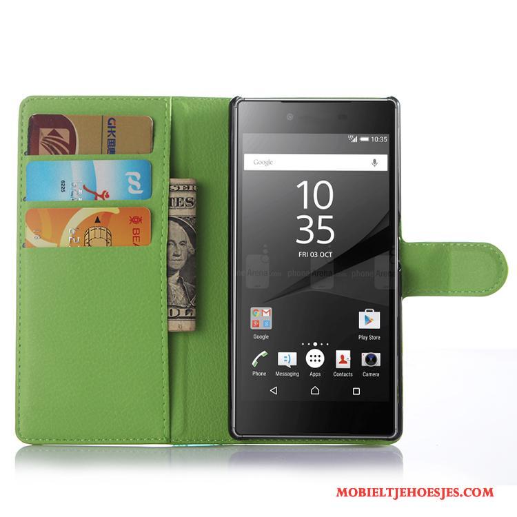 Sony Xperia Z5 Leren Etui Hoesje Purper Bescherming Telefoon Portemonnee Mobiele Telefoon