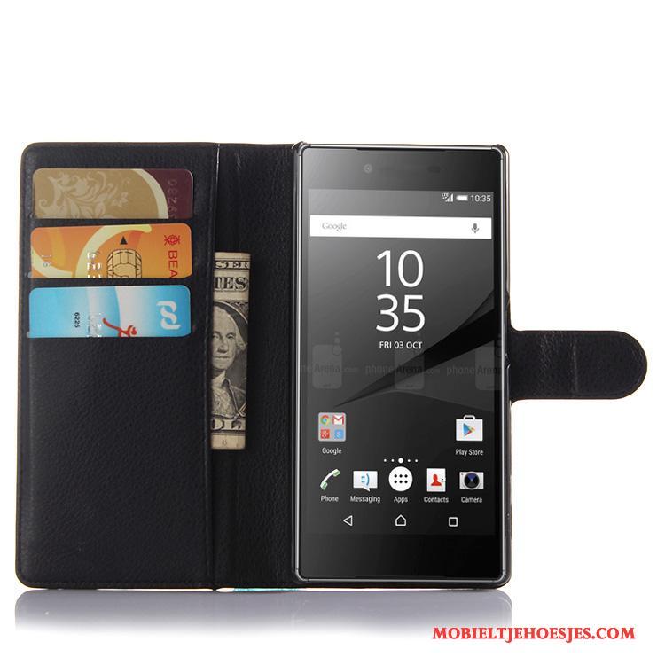 Sony Xperia Z5 Leren Etui Hoesje Purper Bescherming Telefoon Portemonnee Mobiele Telefoon