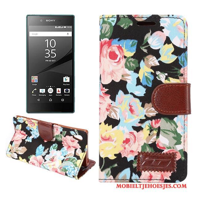 Sony Xperia Z5 Leren Etui Hoesje Telefoon Patroon Blauw Bescherming Zacht