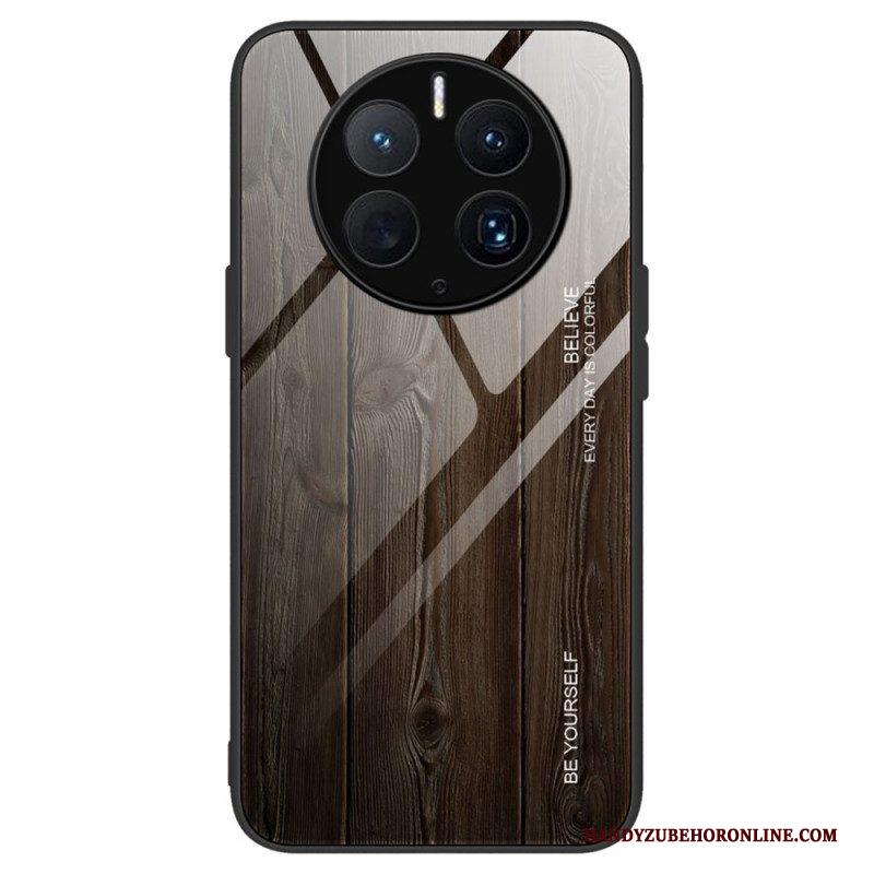 Telefoonhoesje voor Huawei Mate 50 Pro Houtdesign Gehard Glas