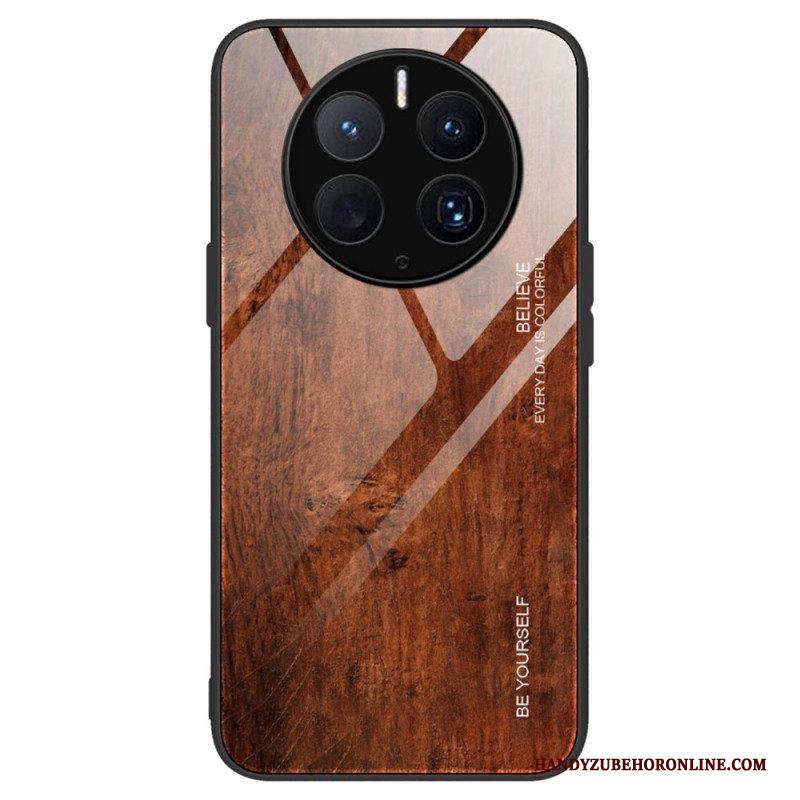 Telefoonhoesje voor Huawei Mate 50 Pro Houtdesign Gehard Glas