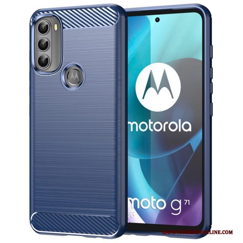 Telefoonhoesje voor Moto G71 5G Geborstelde Koolstofvezel