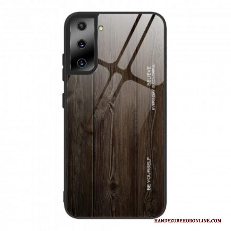 Telefoonhoesje voor Samsung Galaxy S21 5G Houtdesign Gehard Glas