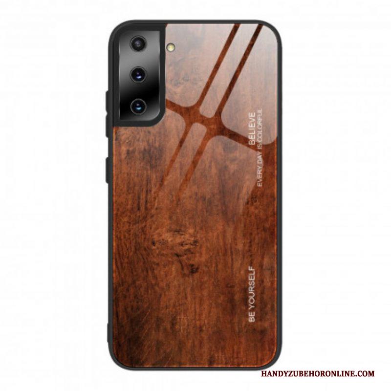 Telefoonhoesje voor Samsung Galaxy S21 5G Houtdesign Gehard Glas