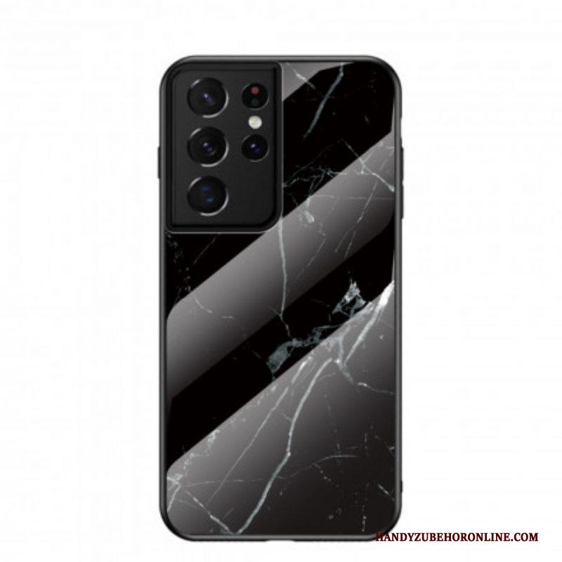 Telefoonhoesje voor Samsung Galaxy S21 Ultra 5G Marmeren Kleuren Gehard Glas