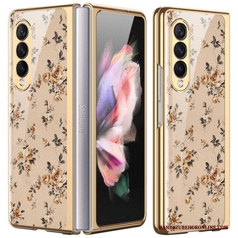 Telefoonhoesje voor Samsung Galaxy Z Fold 3 5G Bloemen Gehard Glas