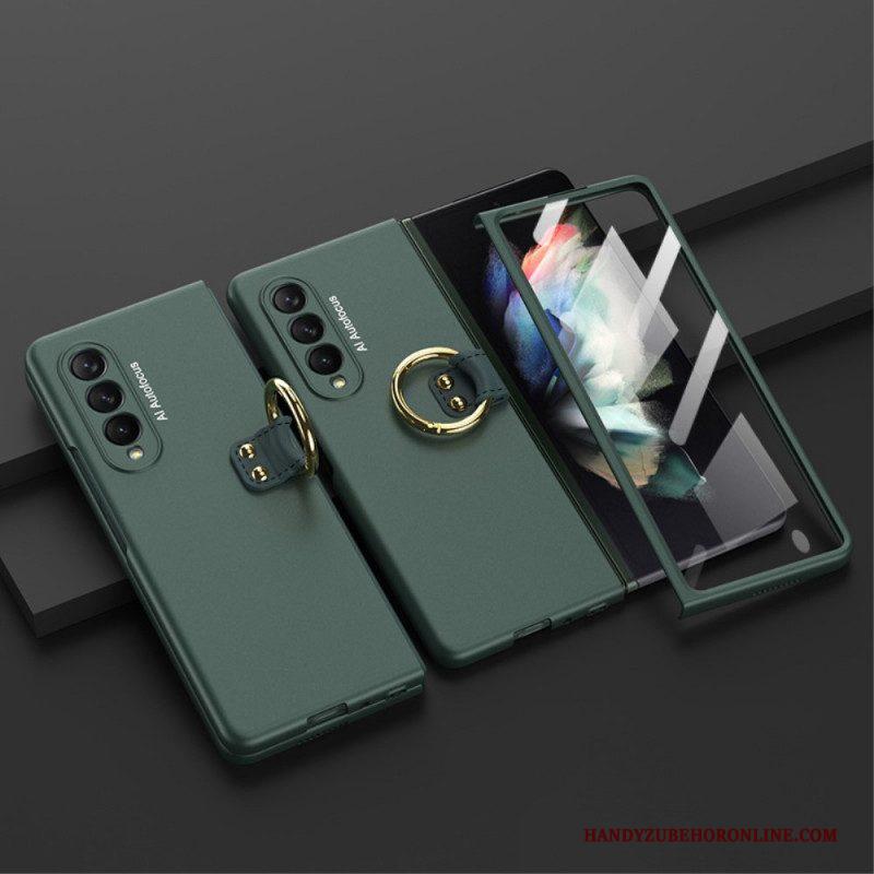 Telefoonhoesje voor Samsung Galaxy Z Fold 3 5G Ringsteun En Screenprotector Gkk