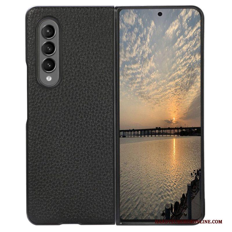 Telefoonhoesje voor Samsung Galaxy Z Fold 4 Litchi Kunstleer Vintage Effect