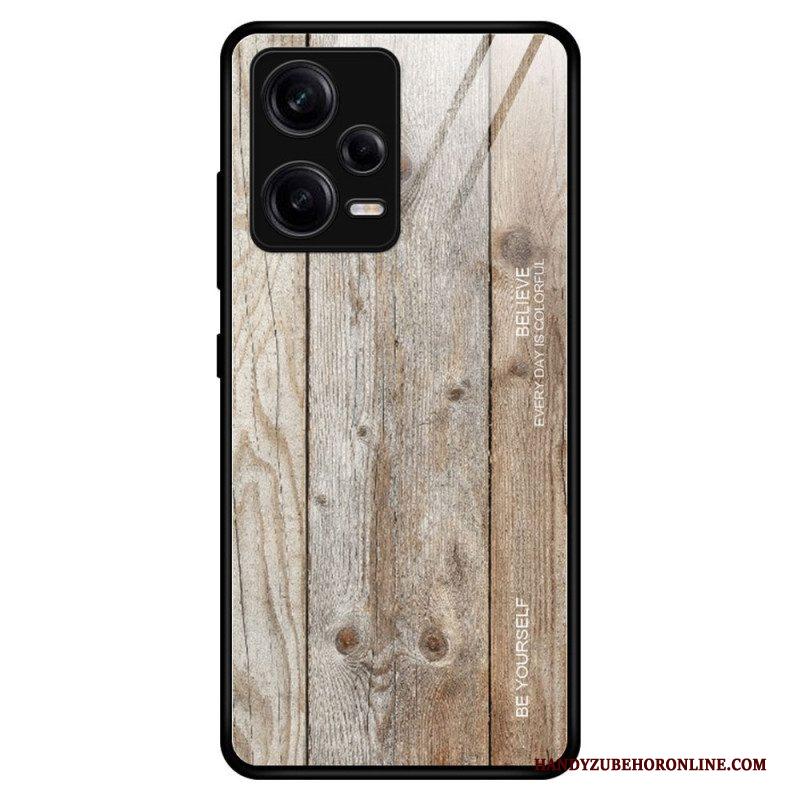 Telefoonhoesje voor Xiaomi Redmi Note 12 Pro Houtdesign Gehard Glas