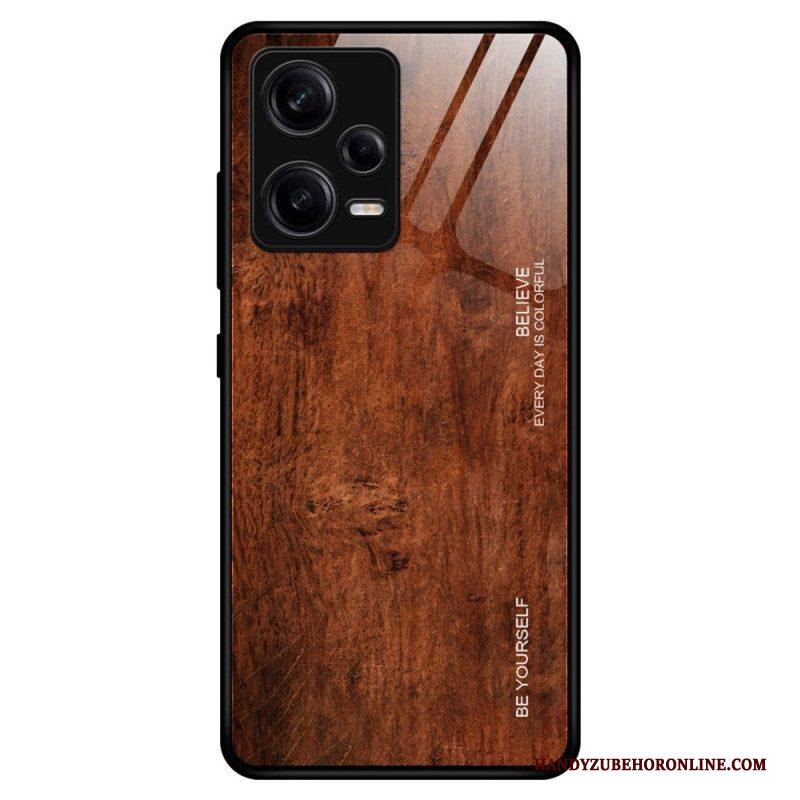 Telefoonhoesje voor Xiaomi Redmi Note 12 Pro Houtdesign Gehard Glas