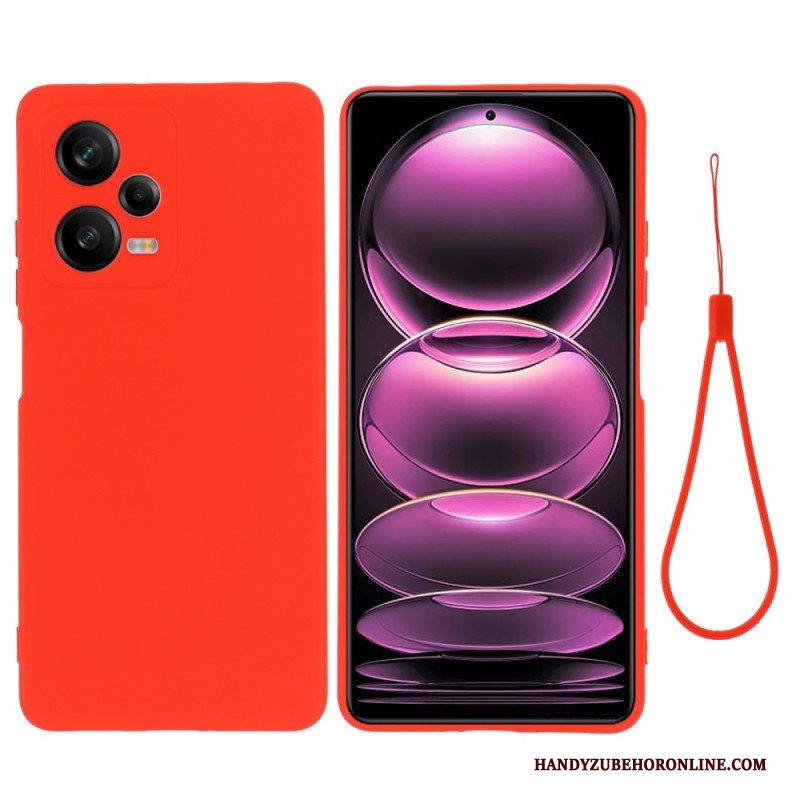 Telefoonhoesje voor Xiaomi Redmi Note 12 Pro Plus Vloeibare Siliconen Met Lanyard