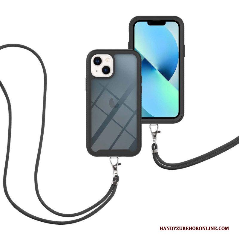 Telefoonhoesje voor iPhone 14 Plus Met Koord Transparant Trekkoord