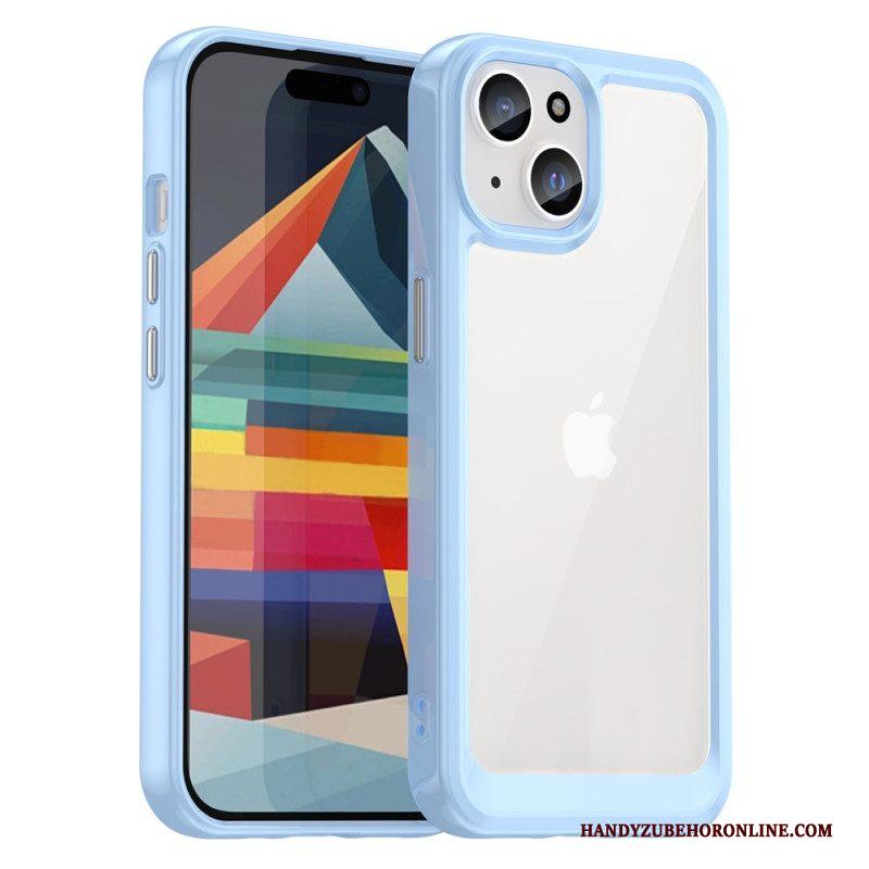 Telefoonhoesje voor iPhone 15 Plus Acryl Achterkant En Siliconen Randen