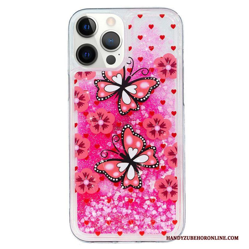 Telefoonhoesje voor iPhone 15 Pro Max Vlinders Glitteren