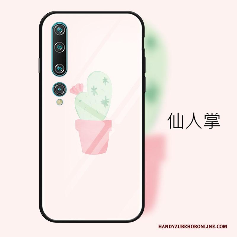 Xiaomi Mi 10 Hoes Glas Bescherming Spiegel Hoesje Telefoon Roze Spotprent
