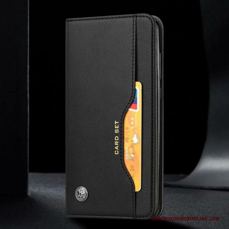 Xiaomi Mi 10 Hoesje Mobiele Telefoon Folio Kaart Zwart Mini Leren Etui Vouw
