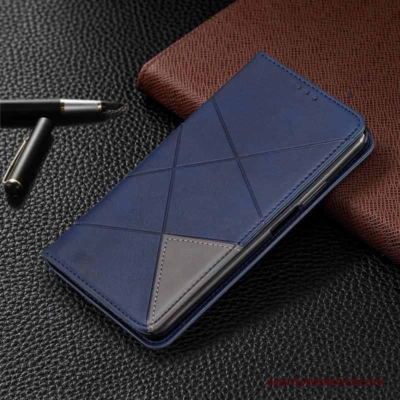 Xiaomi Mi 10 Hoesje Telefoon Automatisch Folio Leren Etui Blauw Mini Bescherming