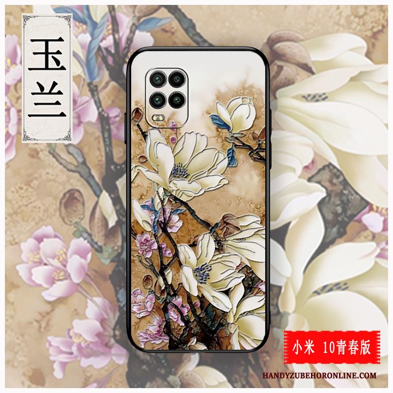 Xiaomi Mi 10 Lite Hoesje Anti-fall Rood Chinese Stijl Reliëf Pas Dun Jeugd