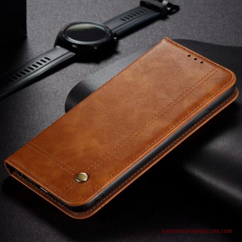 Xiaomi Mi 10 Lite Hoesje Leren Etui Echt Leer Folio Rood Mini Jeugd Bescherming