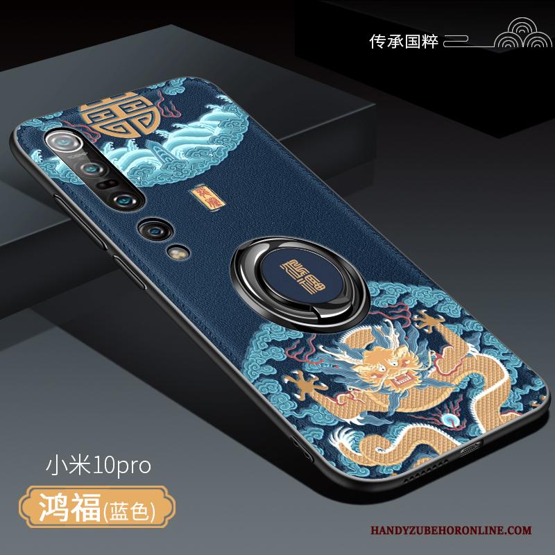 Xiaomi Mi 10 Pro Hoesje Auto Zacht Anti-fall Ring Geel Chinese Stijl Ondersteuning