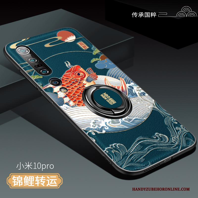 Xiaomi Mi 10 Pro Hoesje Auto Zacht Anti-fall Ring Geel Chinese Stijl Ondersteuning