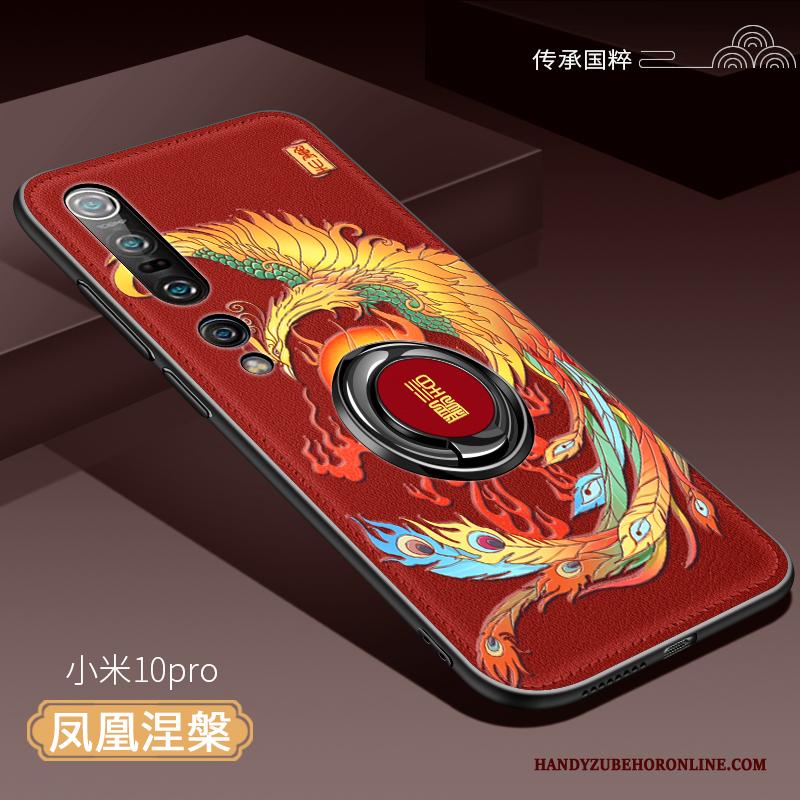 Xiaomi Mi 10 Pro Hoesje Auto Zacht Anti-fall Ring Geel Chinese Stijl Ondersteuning