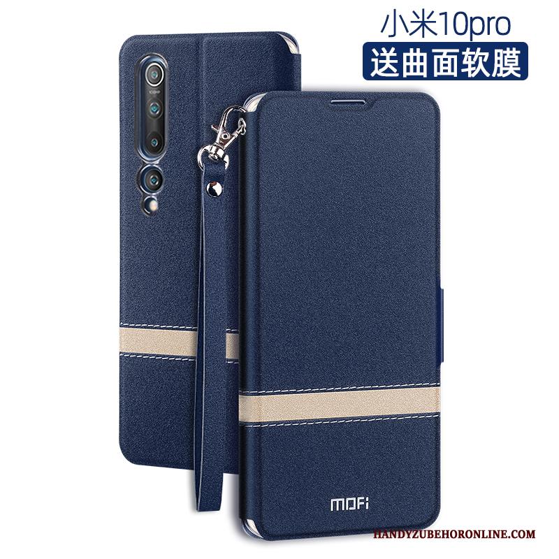 Xiaomi Mi 10 Pro Hoesje Blauw Anti-fall Dun Trend Mini Leren Etui Bescherming