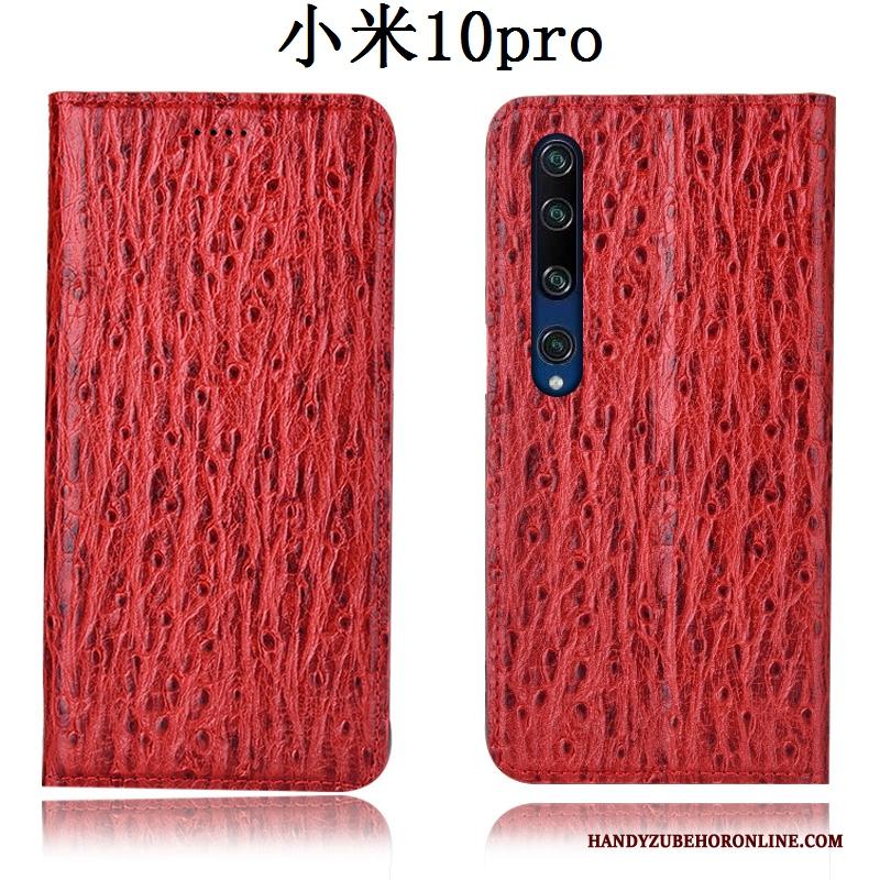 Xiaomi Mi 10 Pro Hoesje Mini Leren Etui Anti-fall Hoes Patroon Folio Rood