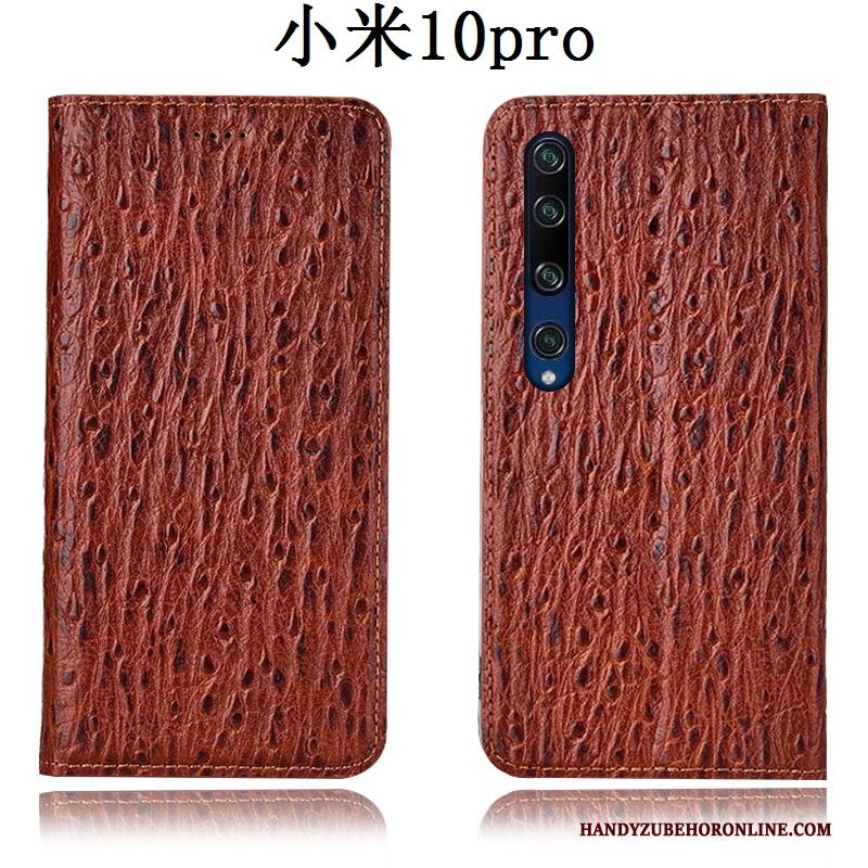 Xiaomi Mi 10 Pro Hoesje Mini Leren Etui Anti-fall Hoes Patroon Folio Rood