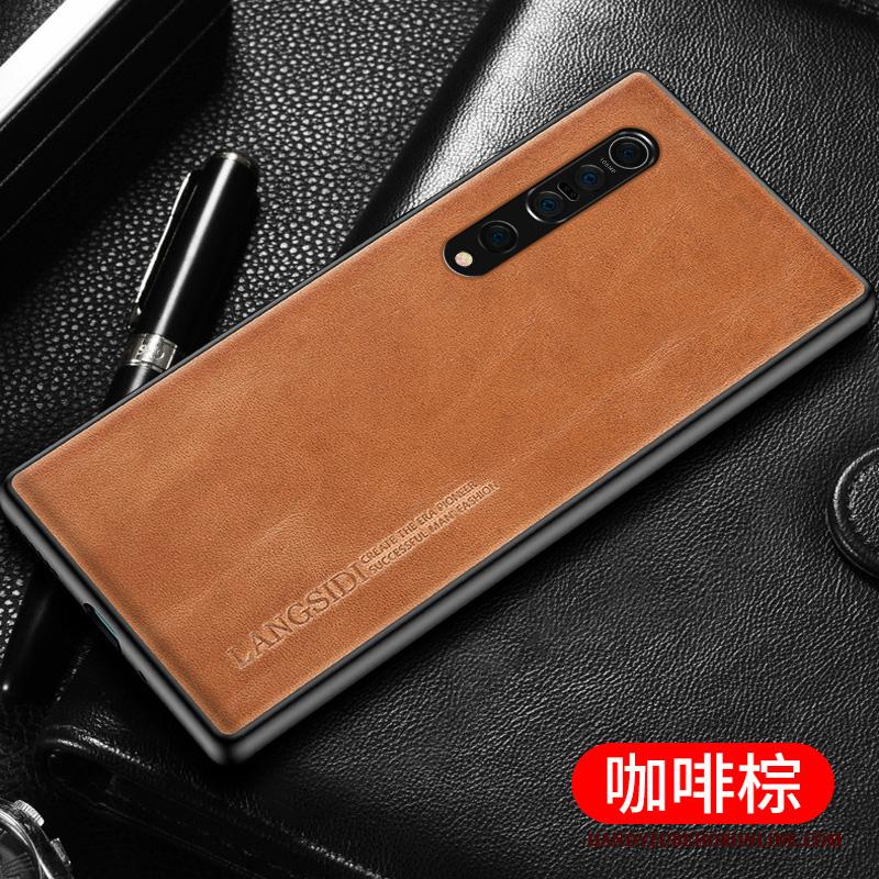 Xiaomi Mi 10 Pro Hoesje Telefoon Koe Persoonlijk Bescherming Rood Leren Etui All Inclusive