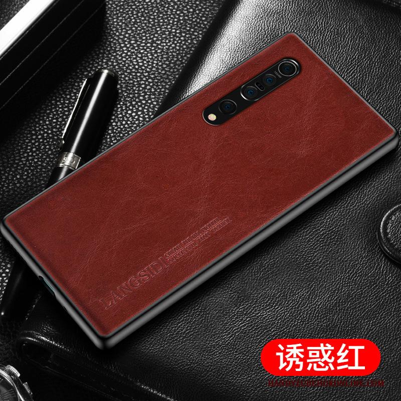 Xiaomi Mi 10 Pro Hoesje Telefoon Koe Persoonlijk Bescherming Rood Leren Etui All Inclusive