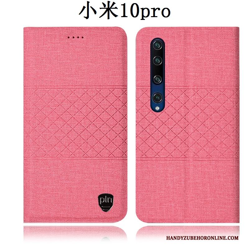 Xiaomi Mi 10 Pro Roze Leren Etui Bescherming Folio Anti-fall Hoesje Telefoon Mini