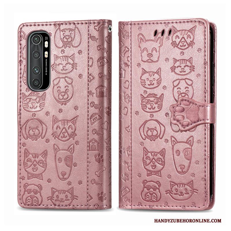 Xiaomi Mi Note 10 Lite Hoesje Mooie Hond Hoes Kat Reliëf Mini Purper