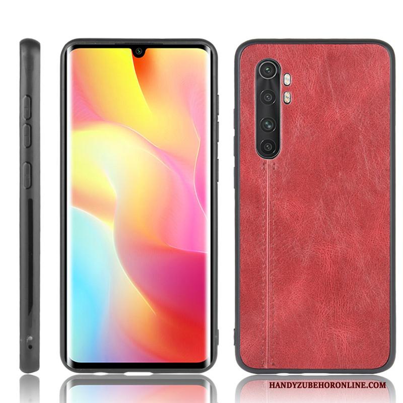 Xiaomi Mi Note 10 Lite Mini Rood Leren Etui Koe Patroon Hoesje Telefoon Bescherming