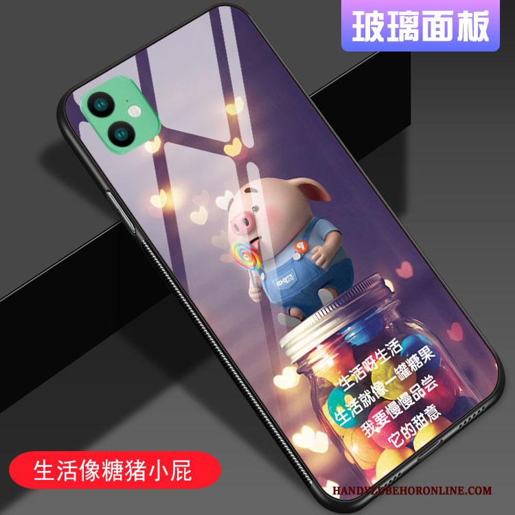 iPhone 11 Hoesje Telefoon Spotprent Blauw Trendy Merk Siliconen Mini Glas