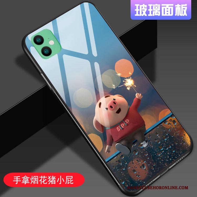 iPhone 11 Hoesje Telefoon Spotprent Blauw Trendy Merk Siliconen Mini Glas