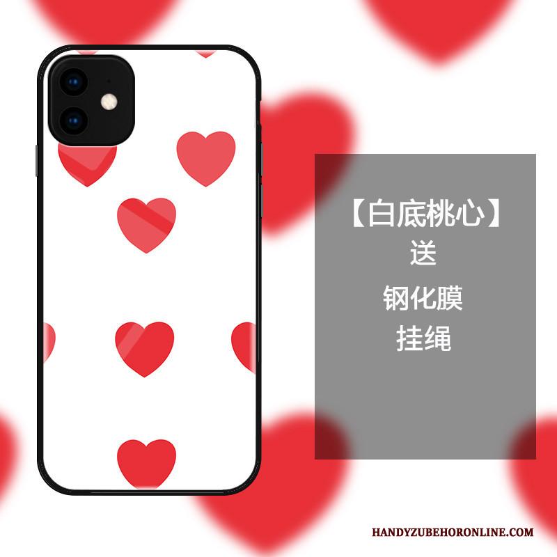 iPhone 11 Mode Liefde Glas Bescherming Hoesje Telefoon Wit Eenvoudige