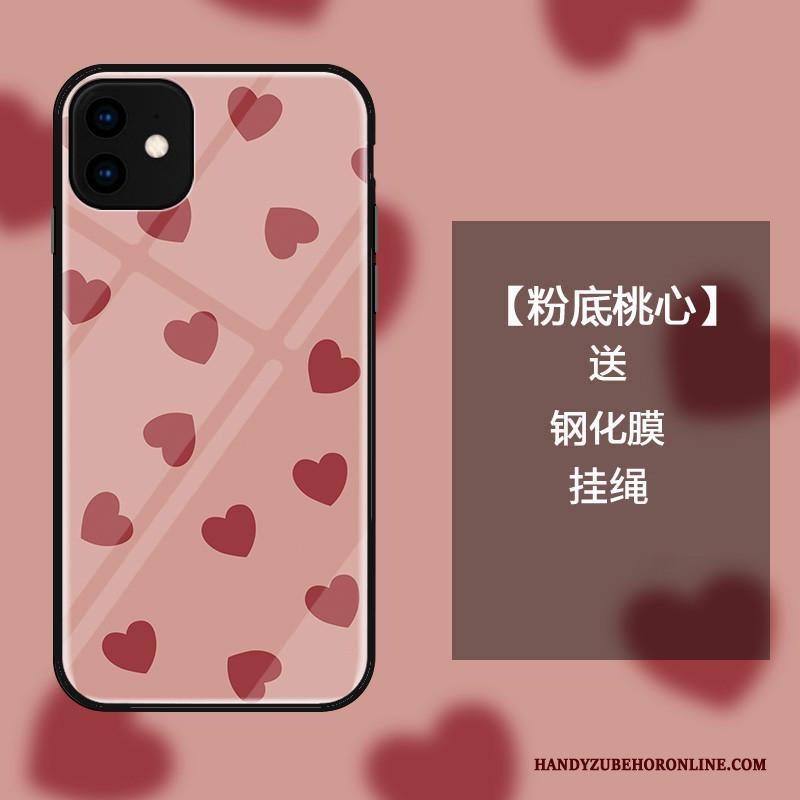 iPhone 11 Mode Liefde Glas Bescherming Hoesje Telefoon Wit Eenvoudige